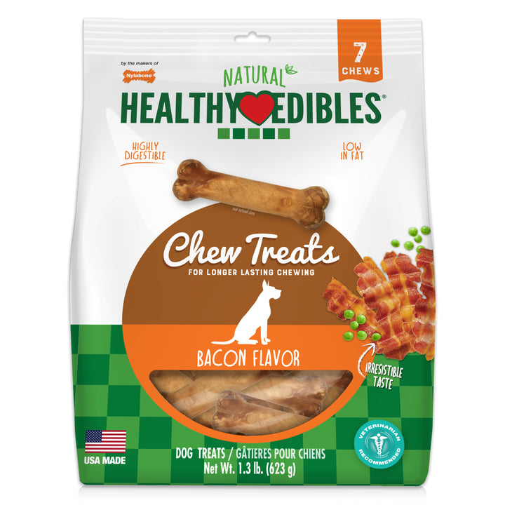 Nylabone Healthy Edibles All-Natural Long Lasting Chew Treats Bacon Medium (7 Count)