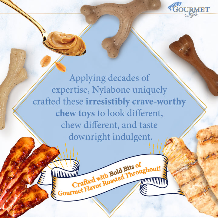 Nylabone Strong Chew Gourmet Style Wishbone Puppy Chew Toy Peanut Butter Small (1 Count)