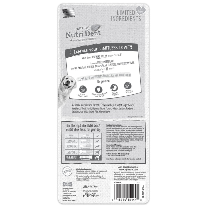 Nylabone Nutri Dent Filet Mignon Flavored Dental Dog Chew Treats X-Large (1 Count)