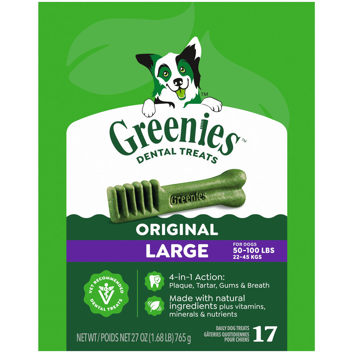 Greenies 27oz Canister Dog Treats Size Large