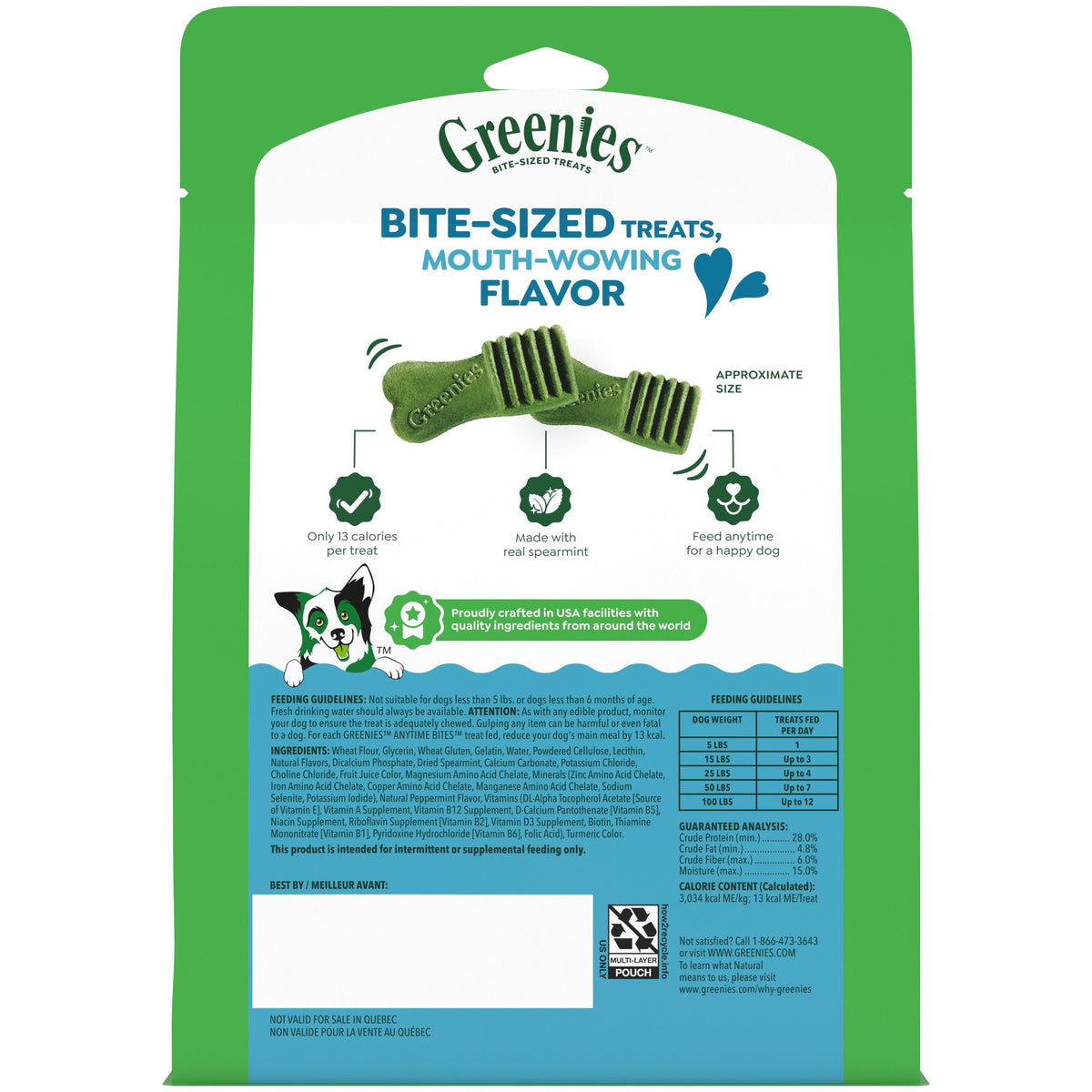 Greenies Anytime Bites BiteSize Dog Dental Treats Mint