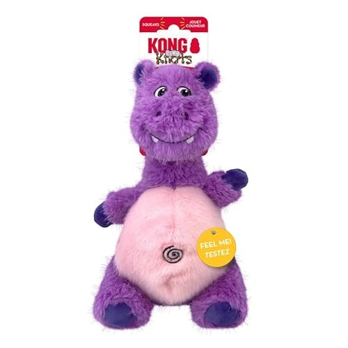 Kong Knots Belly Soft Plush Ext. w/ int. Skeleton Rope Ball Squeaker Hippo