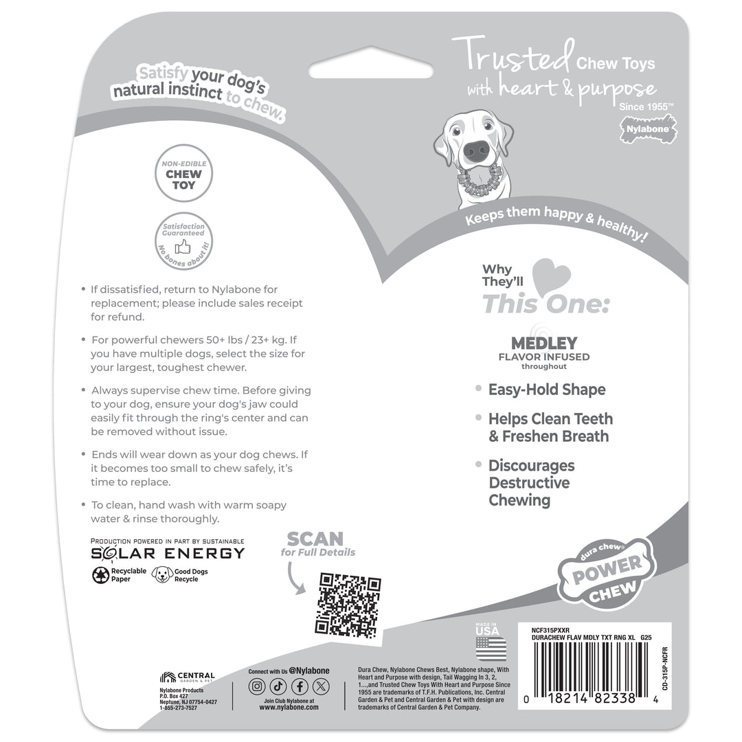 Nylabone Power Chew Textured Ring Dog Chew Toy Flavor Medley X-Large (1 Count)