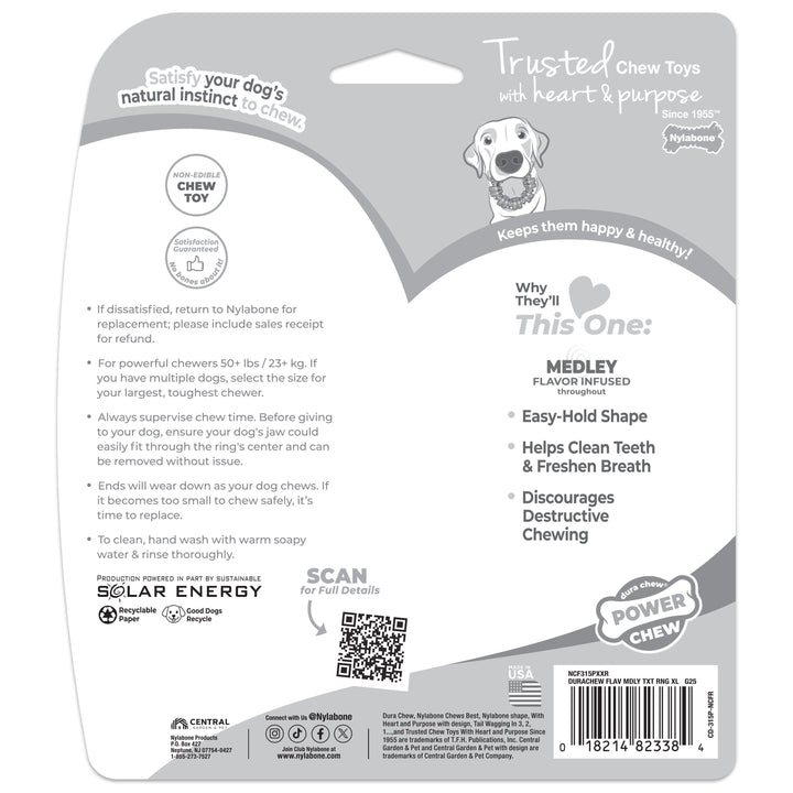 Nylabone Power Chew Textured Ring Dog Chew Toy Flavor Medley X-Large (1 Count)