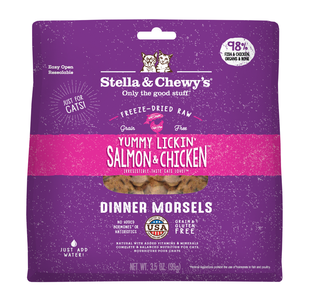 Freeze-Dried Yummy Lickin Salmon &amp; Chicken Morsels - 3.5 oz