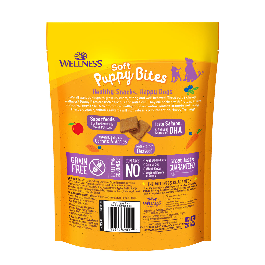 Wellness Puppy Treats, Natural, Training Treat, Grain Free, Soft Lamb &amp; Salmon (8 Ounce bag)