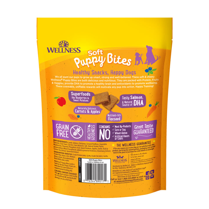 Wellness Puppy Treats, Natural, Training Treat, Grain Free, Soft Lamb &amp; Salmon (8 Ounce bag)