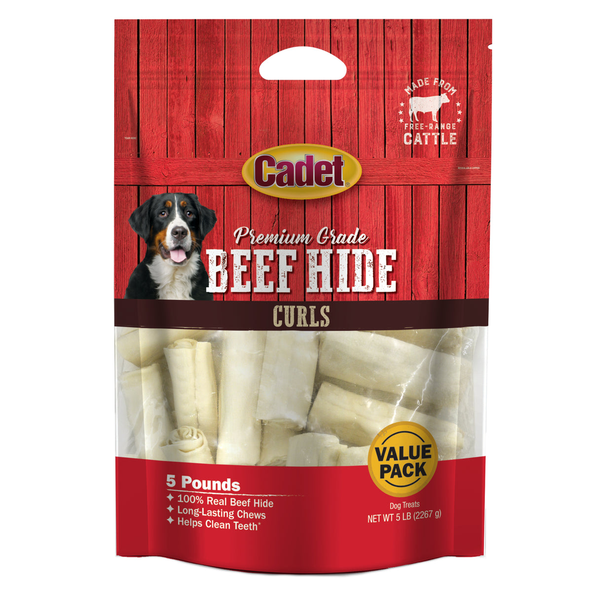 Cadet Premium Grade Beef Hide Dog Chew Curls 5 Pound