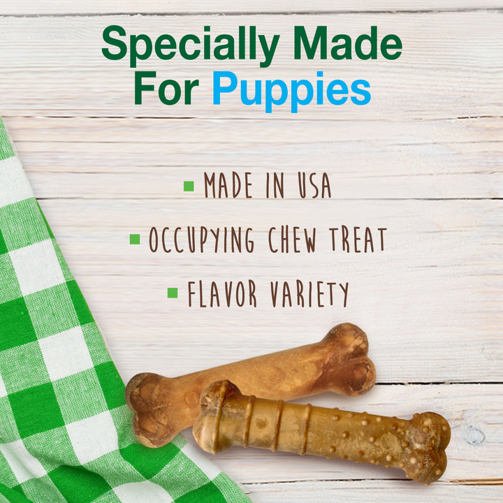 Nylabone Healthy Edibles All-Natural Long Lasting Puppy Chew Treats Roast Beef, Turkey, Apple, Bacon X-Small (3 Count)