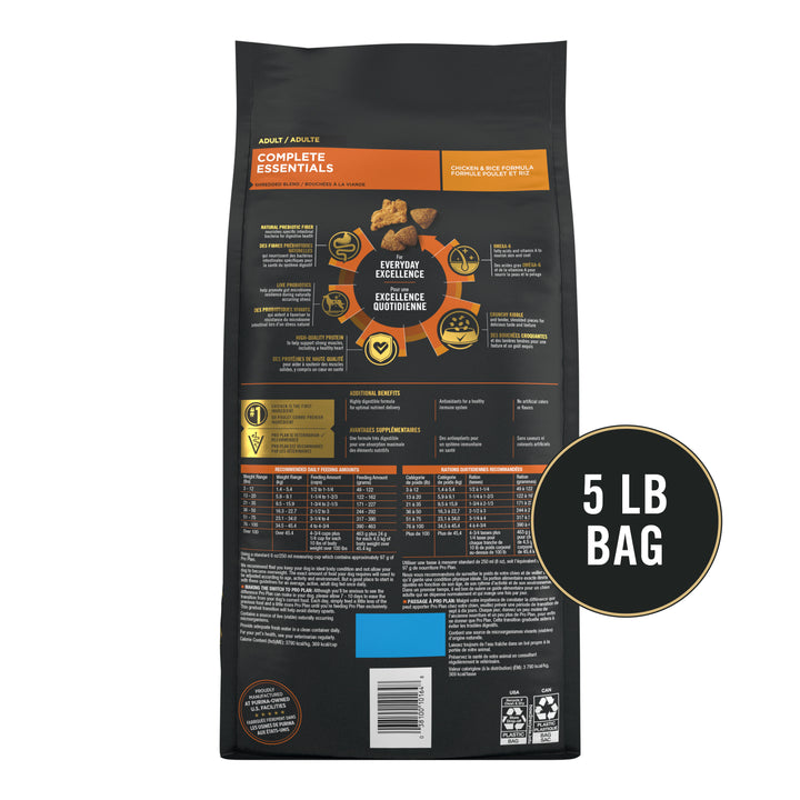 Pro Plan Essentials Shredded Blend Chicken Rice Dog 5 lb back