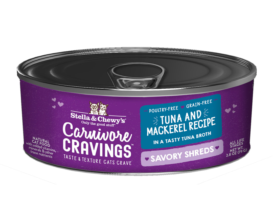 Carnivore Cravings Savory Shreds Tuna &amp; Mackerel - 2.8 oz