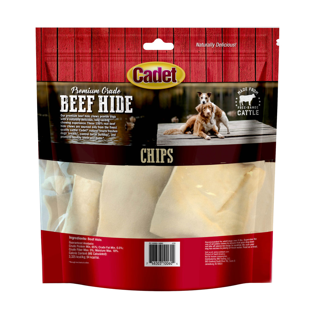 Cadet Premium Grade Beef Hide Chips for Dogs Natural 1 Pound (1 Count)