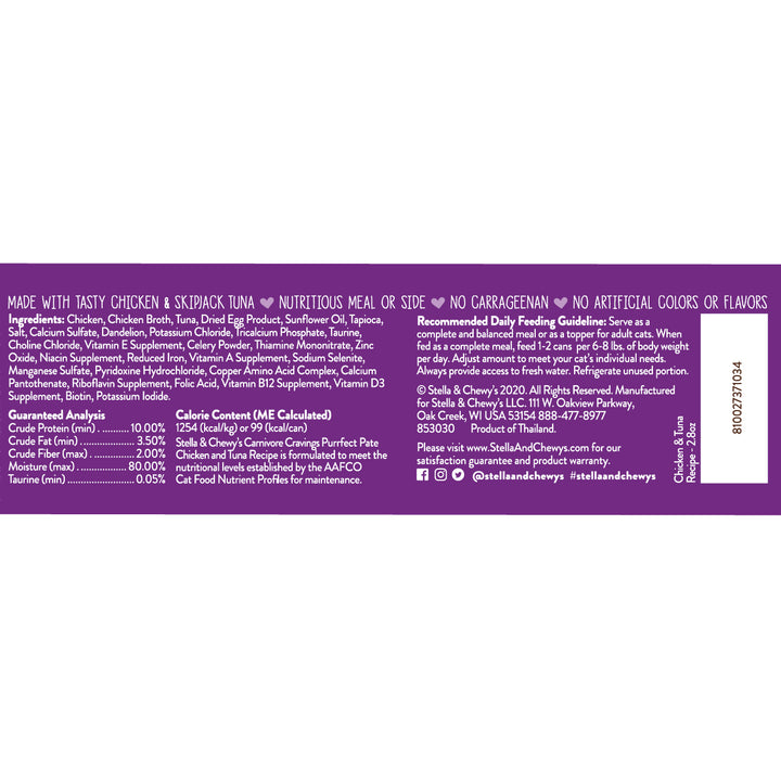 Carnivore Cravings Purrfect Pate Chicken &amp; Tuna - 2.8 oz