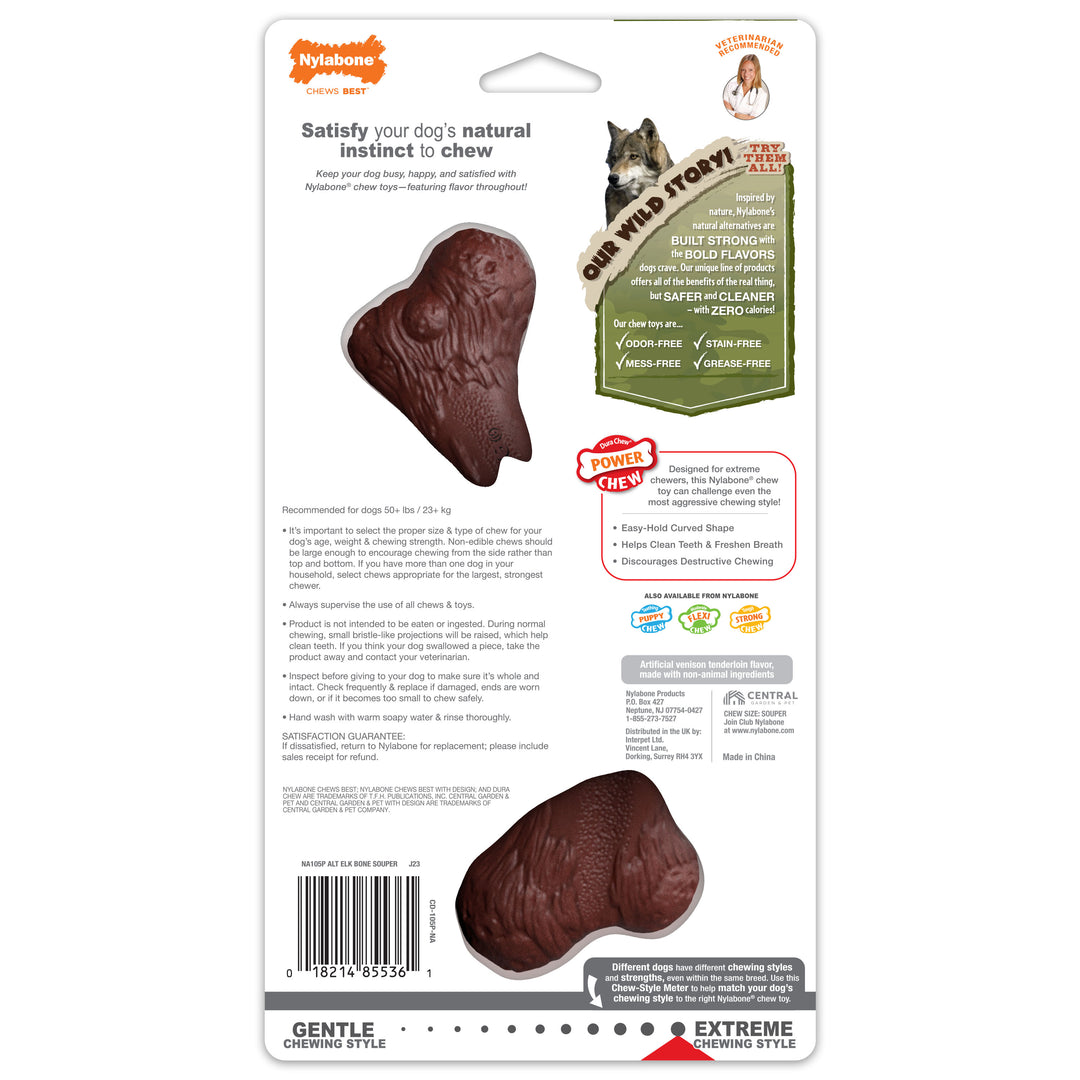 Nylabone Power Chew Elk Bone Alternative Chew Toy Venison X-Large (1 Count)