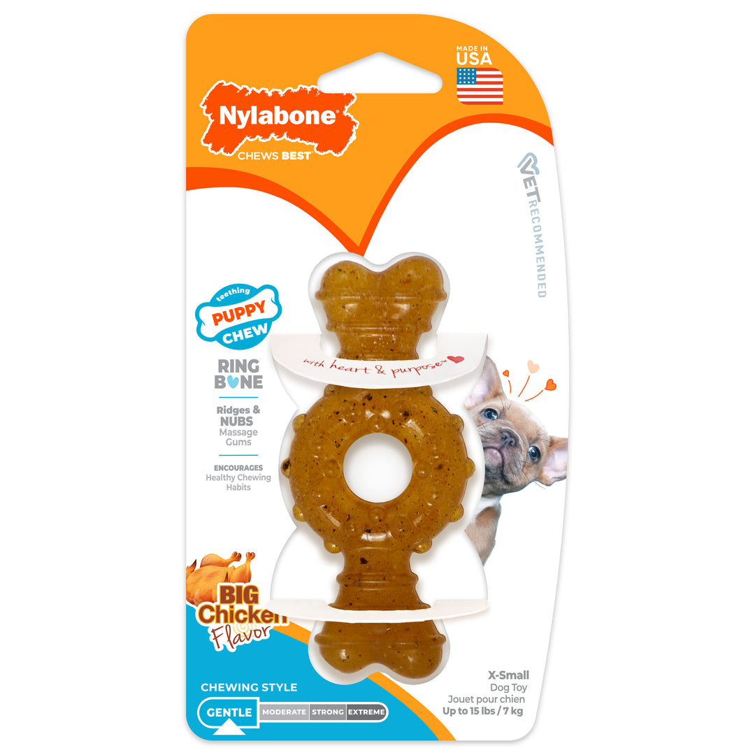 Nylabone Puppy Chew Teething Ring Bone Chew Toy Chicken X-Small (1 Count)