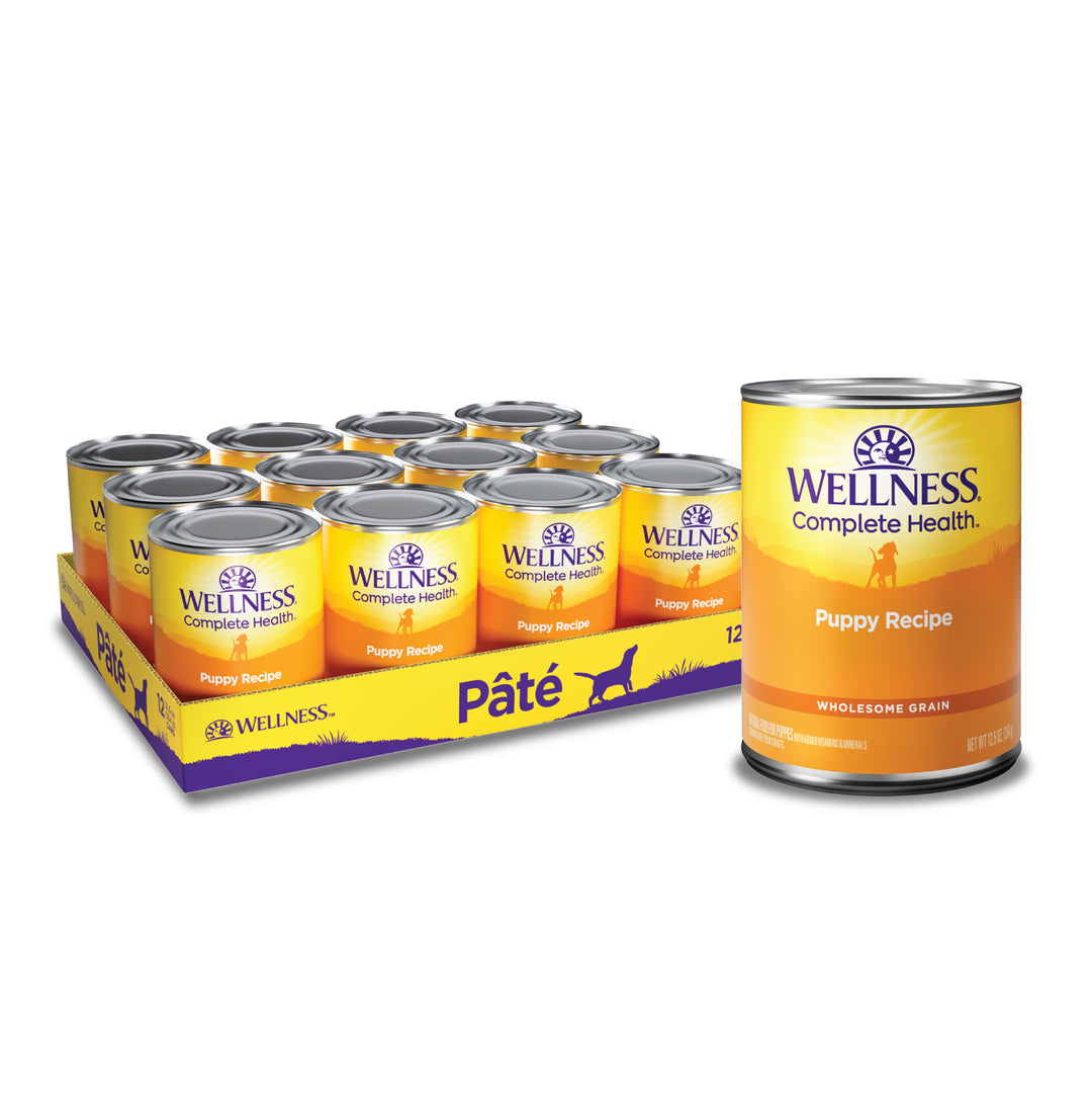 Wellness Complete Health Natural Wet Canned Puppy Food, Puppy Chicken &amp; Salmon 12.5-Ounce Can (Pack of 12)