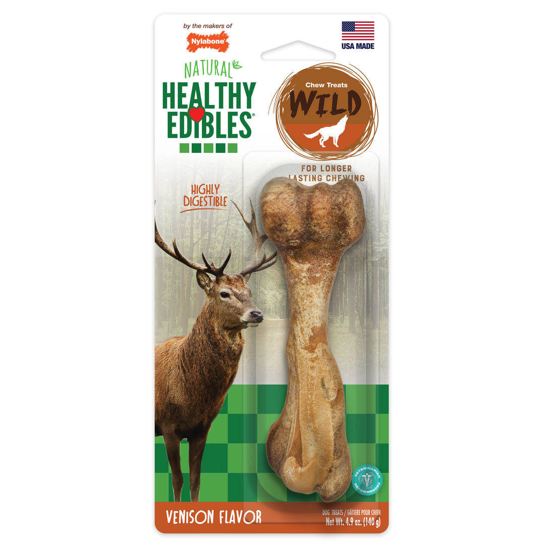 Nylabone Healthy Edibles WILD All-Natural Long Lasting Chew Treats Venison Large (1 Count)