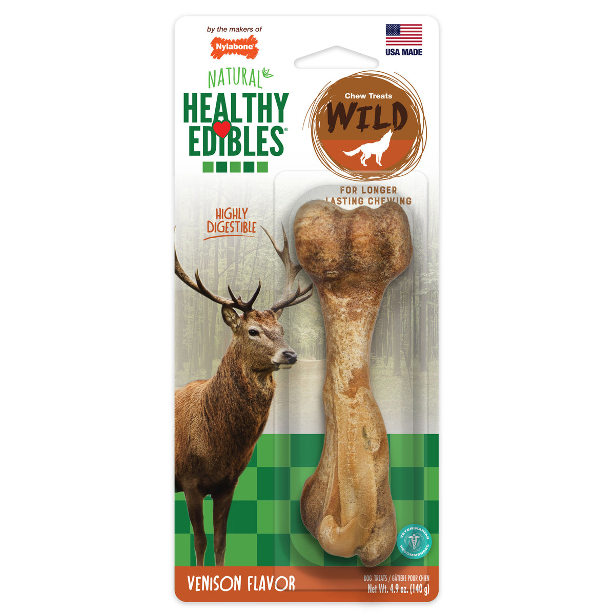 Nylabone Healthy Edibles WILD All-Natural Long Lasting Chew Treats Venison Large (1 Count)