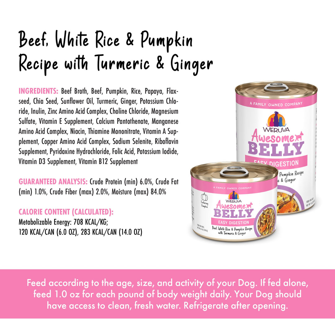 Weruva Awesome Functions Belly Beef Rice Can Dog 14 oz
