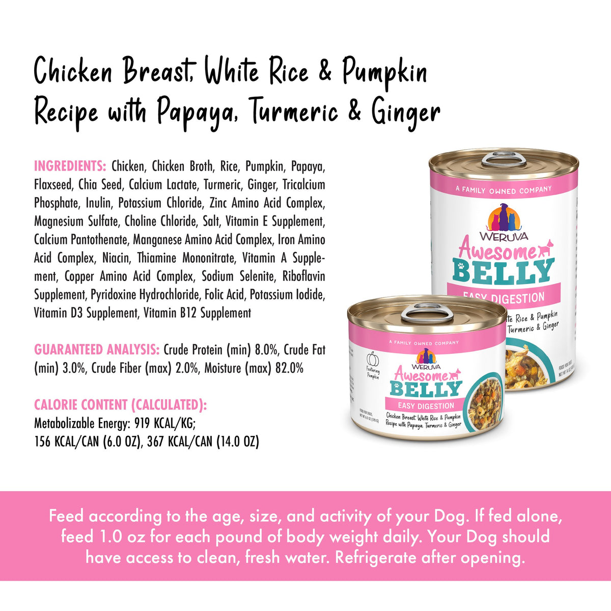 Weruva Awesome Functions Belly Chicken Veggies Can Dog 14 oz