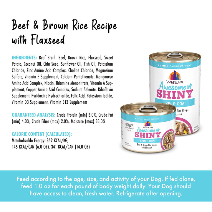 Weruva Awesome Functions Shiny Beef Rice Can Dog 14 oz