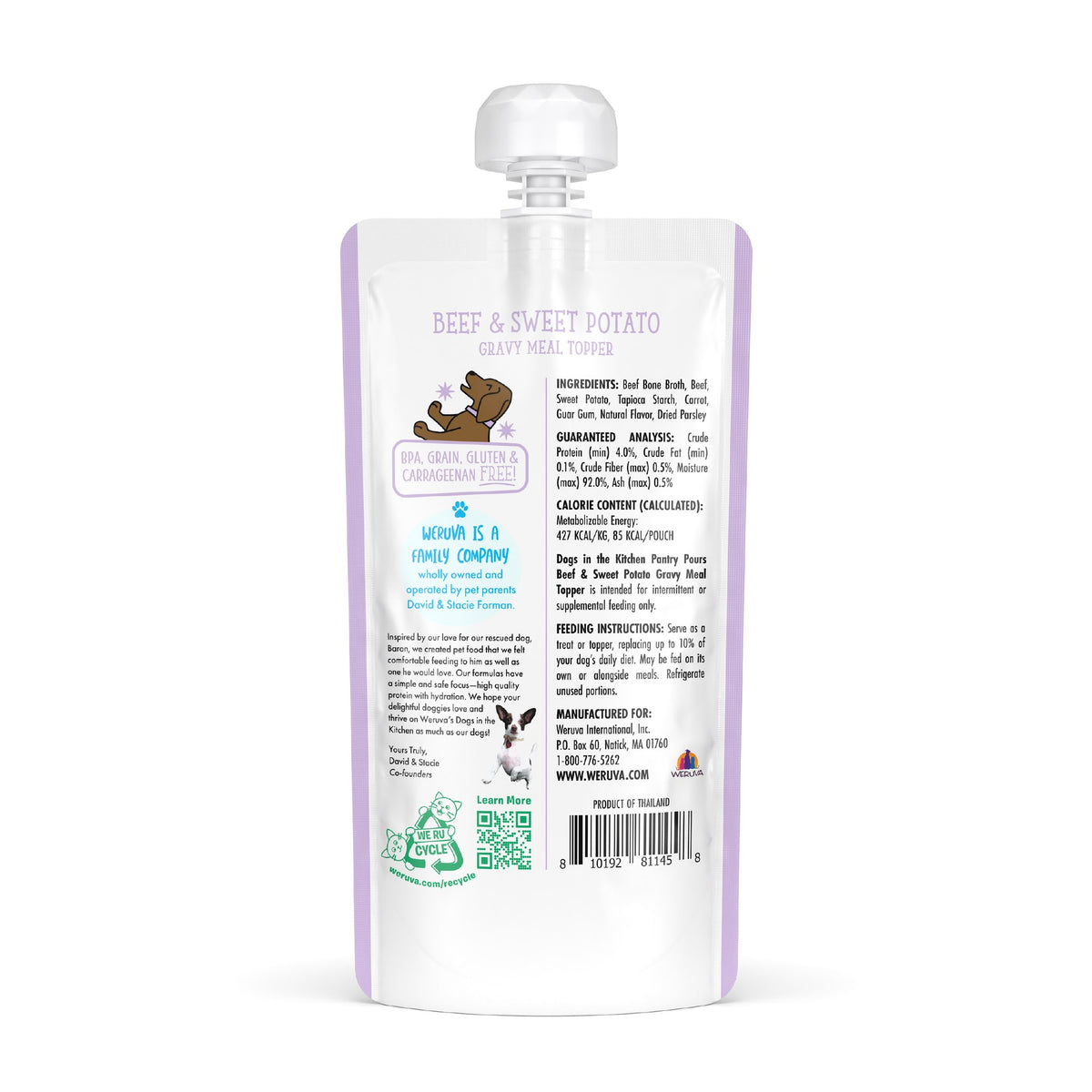Weruva Dog Wet DITK Pantry Pours Beef Sweet Potato Gravy 7 oz