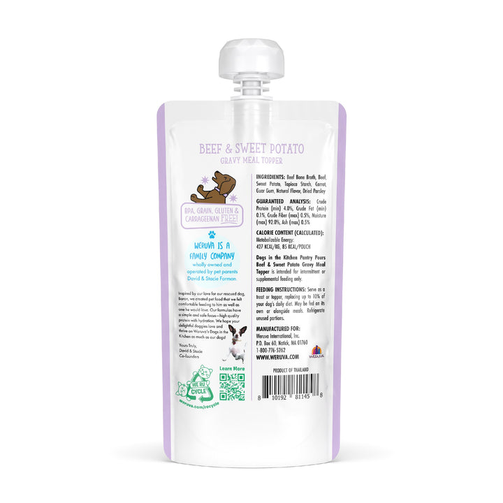 Weruva Dog Wet DITK Pantry Pours Beef Sweet Potato Gravy 7 oz