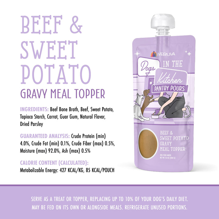 Weruva Dog Wet DITK Pantry Pours Beef Sweet Potato Gravy 7 oz