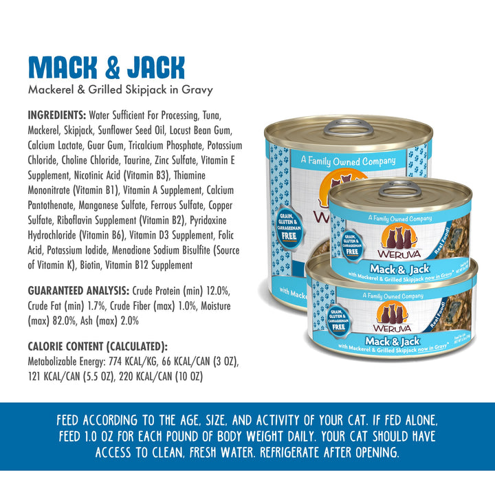 Weruva Cat Can GF Classic Mack Jack Mackerel Skipjack 3 oz