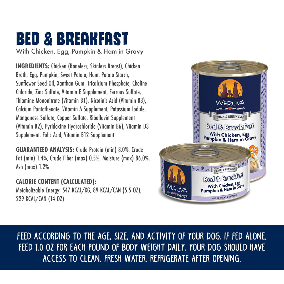 Weruva Classic Dog Bed Breakfast Chicken Egg Pumpkin Ham 5.5 oz