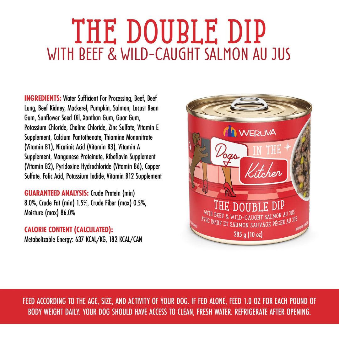 Weruva Dogs in the Kitchen Double Dip Beef Salmon Au Jus 10 oz Can