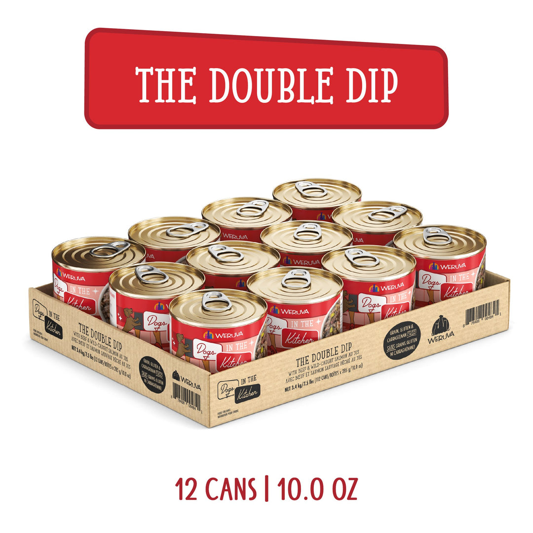 Weruva Dogs in the Kitchen Double Dip Beef Salmon Au Jus 10 oz Can