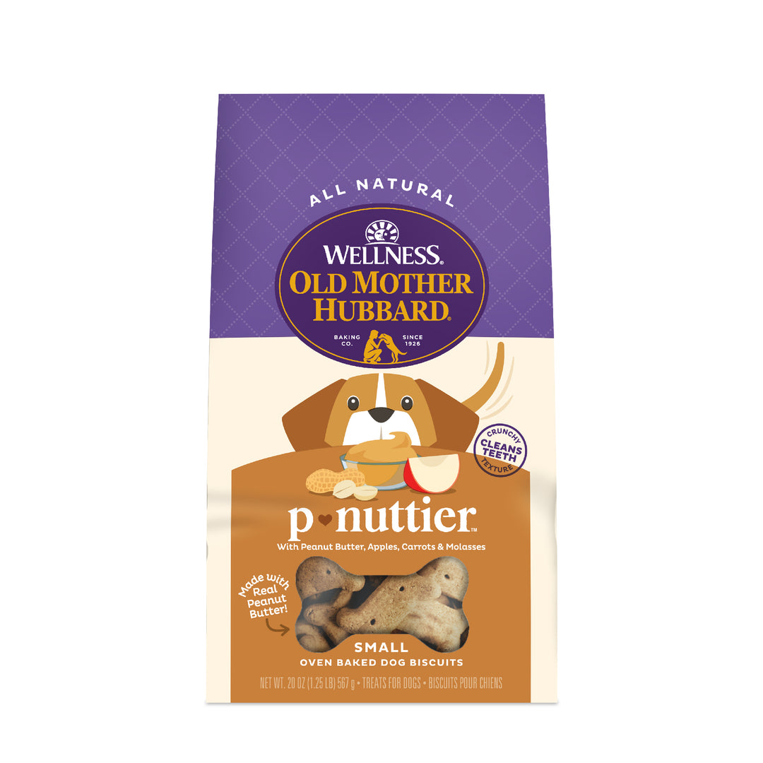 Wellness Old Mother Hubbard P-Nuttier Dog Biscuits, Natural, Training Treats, Peanut Butter Flavor, Small Size, (20 Ounce Bag)