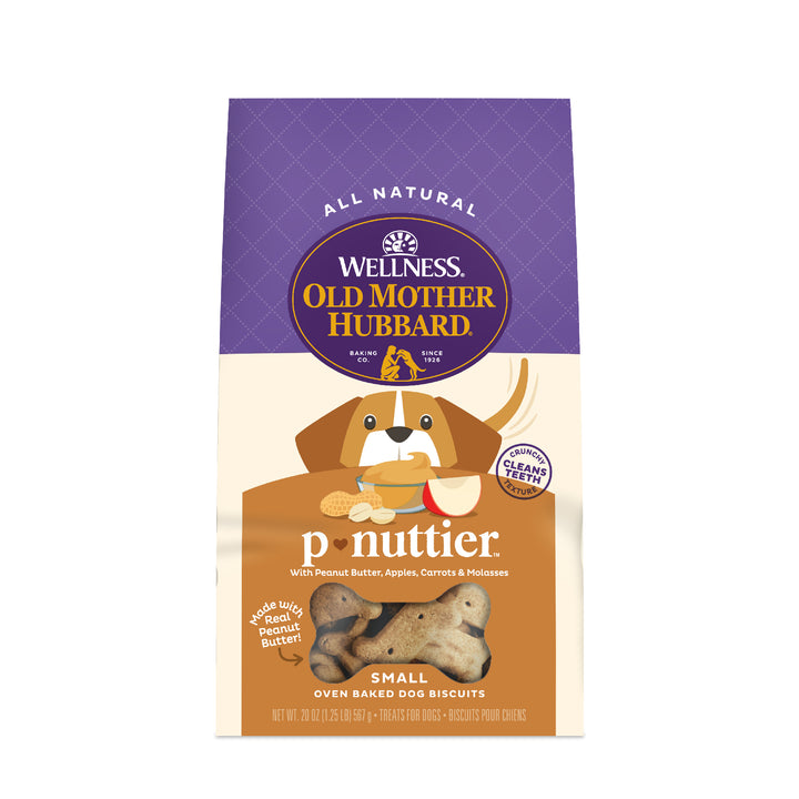 Wellness Old Mother Hubbard P-Nuttier Dog Biscuits, Natural, Training Treats, Peanut Butter Flavor, Small Size, (20 Ounce Bag)
