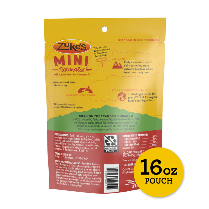 Zukes Mini Naturals Duck Dog Treats 16 oz back