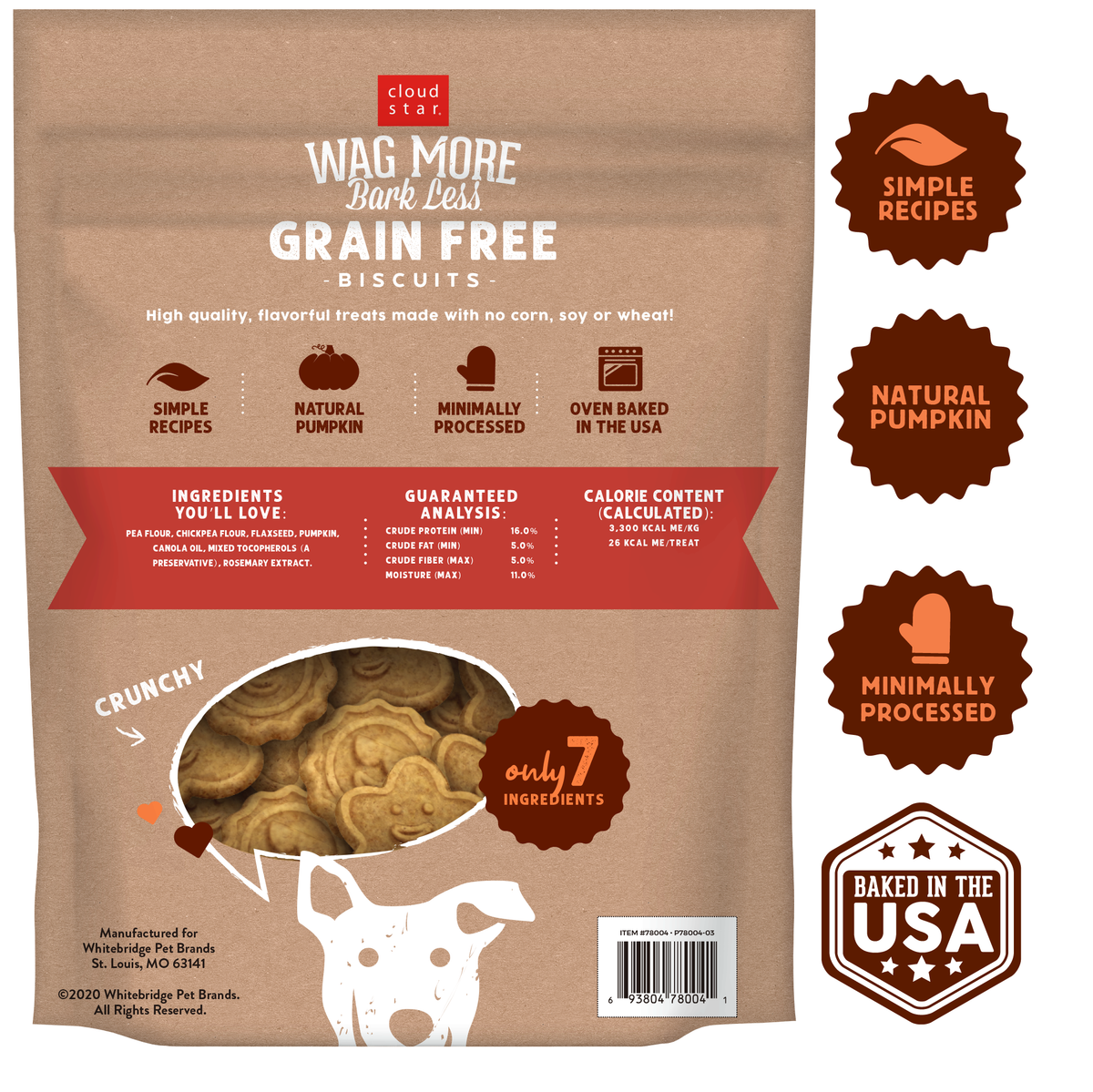 Wag More Bark Less GF Oven Baked Treats with Pumpkin 2.5lb - back