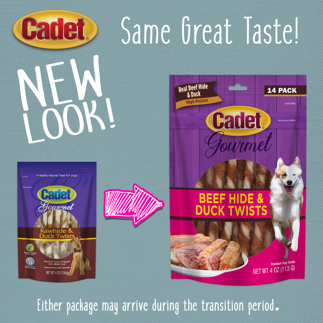 Cadet Gourmet Beef Hide &amp; Duck Dog Twist Sticks 4 Ounce (14 Count)