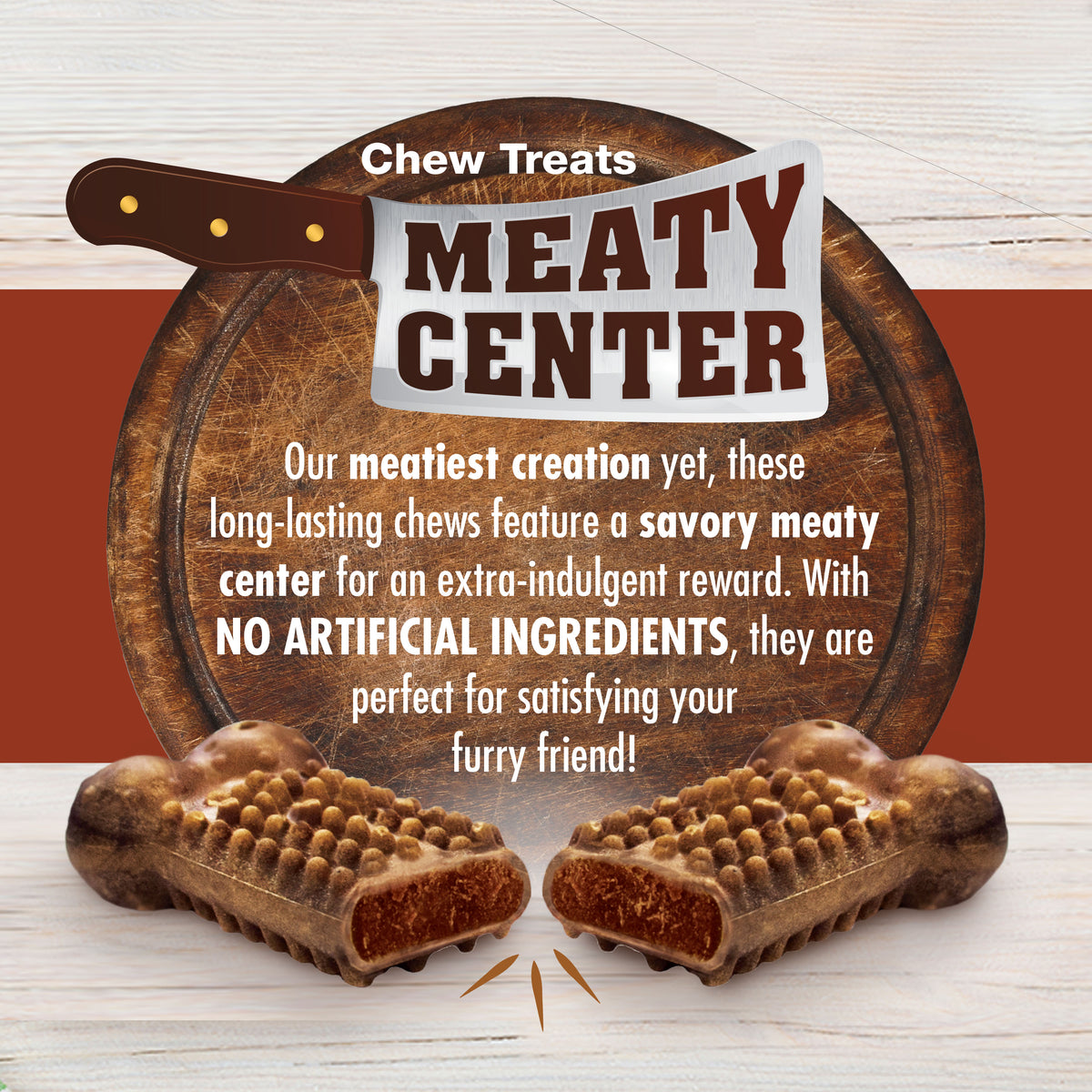 Nylabone Healthy Edibles Meaty Center All-Natural Long Lasting Chew Treats Beef Medium (2 Count)