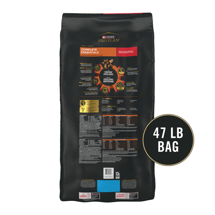 Pro Plan Complete Essentials Shredded Blend Beef Rice Dog 47 lb back