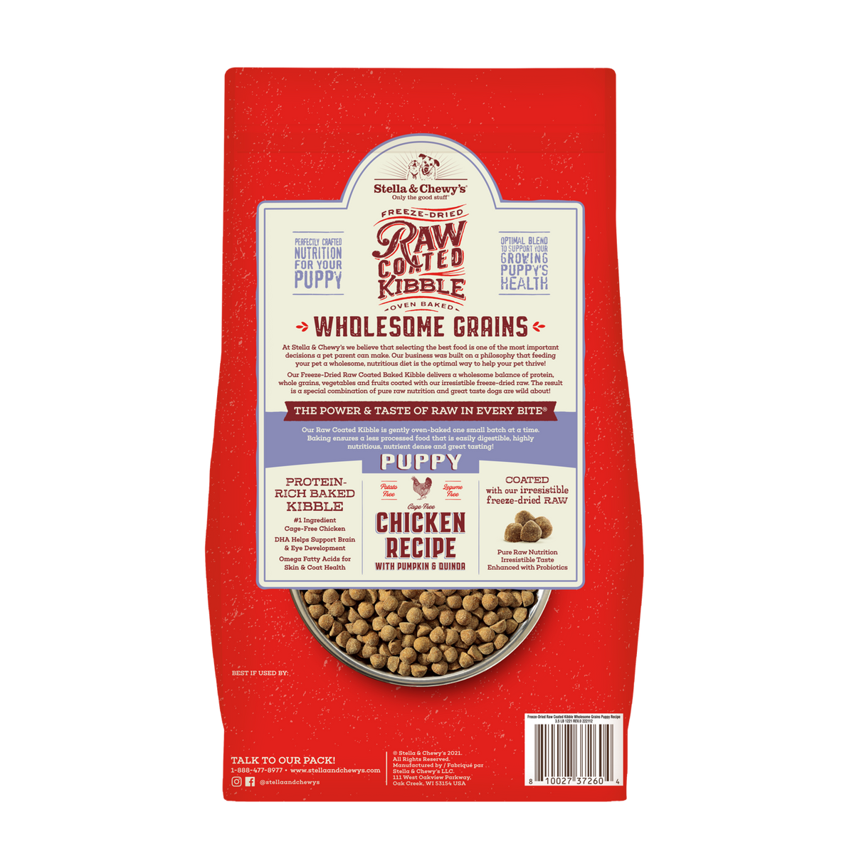 Kibble Raw Coated Wholesome Grains Puppy Chicken- 22 lb