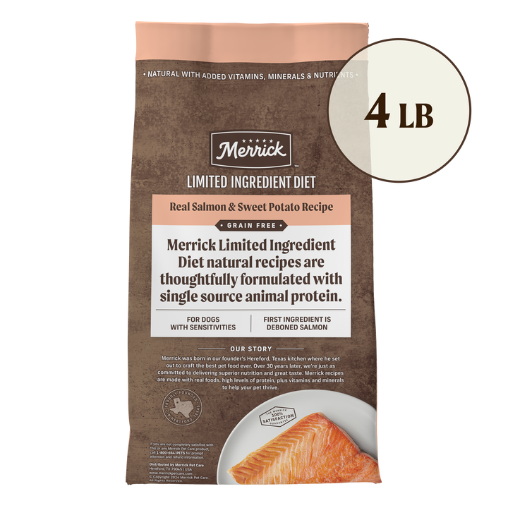 Merrick Grain Free LID Salmon Sweet Potato Dog 4 lb back