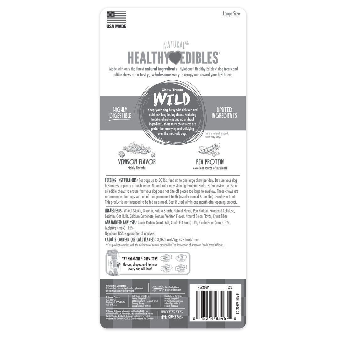 Nylabone Healthy Edibles WILD All-Natural Long Lasting Chew Treats Venison Large (1 Count)