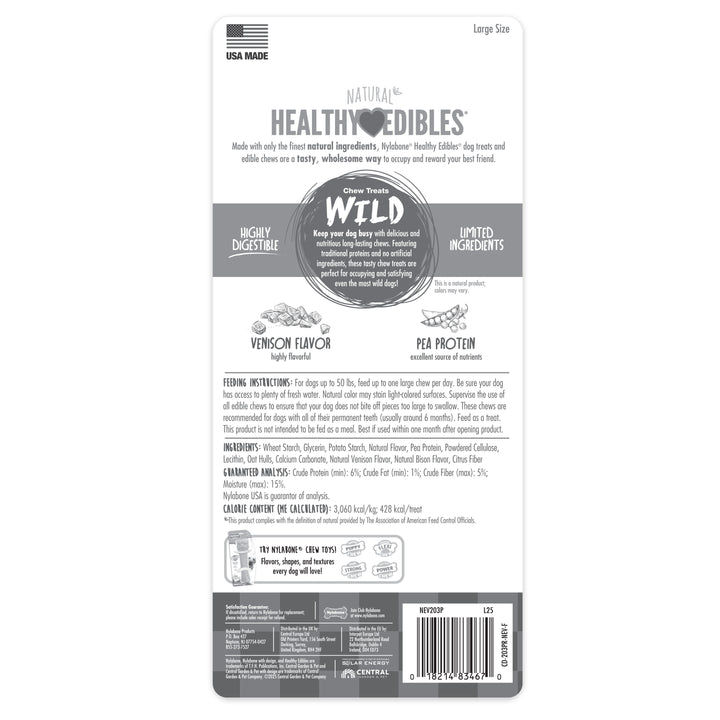 Nylabone Healthy Edibles WILD All-Natural Long Lasting Chew Treats Venison Large (1 Count)