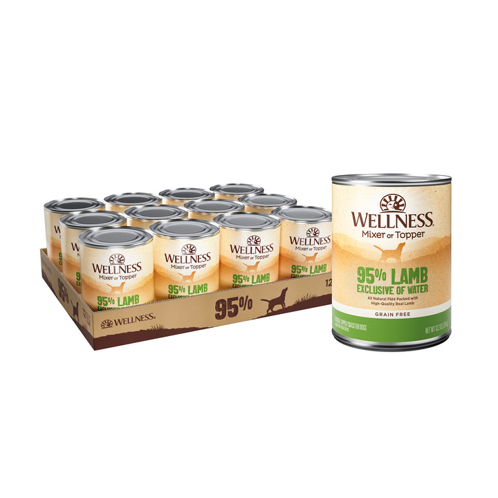 Wellness 95% Lamb Natural Wet Grain Free Canned Dog Food, 13.2-Ounce Can (Pack of 12)