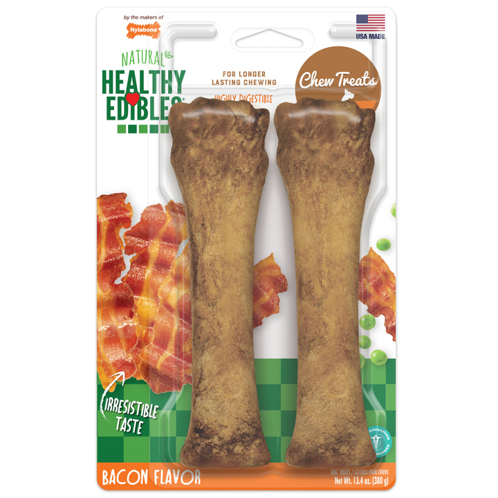 Nylabone Healthy Edibles All-Natural Long Lasting Chew Treats Bacon X-Large (2 Count)