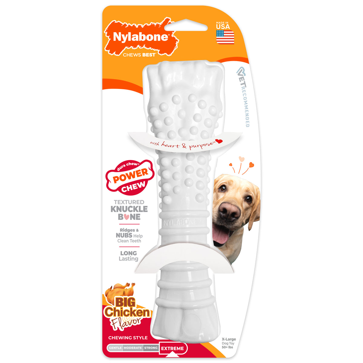 Nylabone Power Chew Textured Knuckle Bone Dog Chew Toy Chicken X-Large (1 Count)
