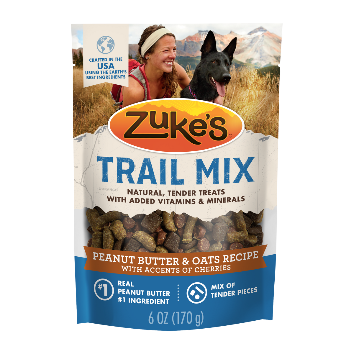 Zukes Trail Mix Peanut Butter and Oat Dog Treats 6 oz