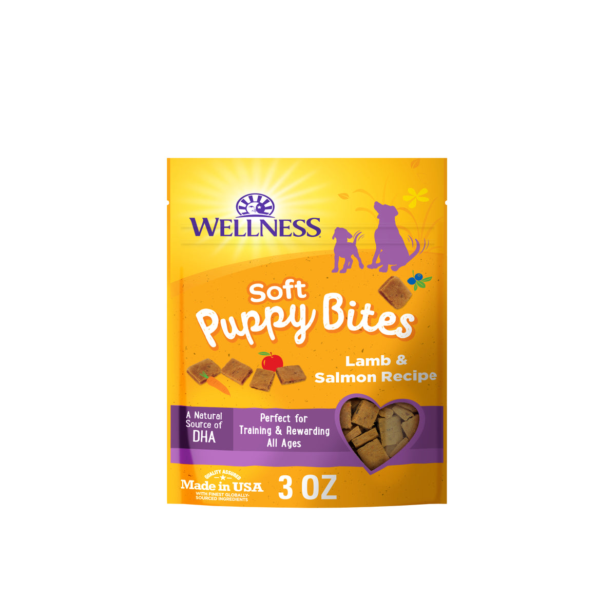 Wellness Puppy Treats, Natural, Training Treat, Grain Free, Soft Lamb & Salmon (3 Ounce bag)