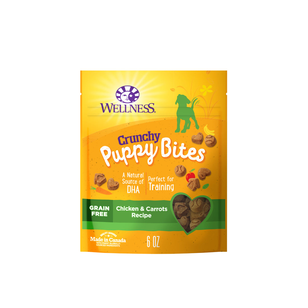 Wellness Puppy Treats, Natural, Training Treat, Grain Free, Crunchy Chicken &amp; Carrot (6 Ounce bag)