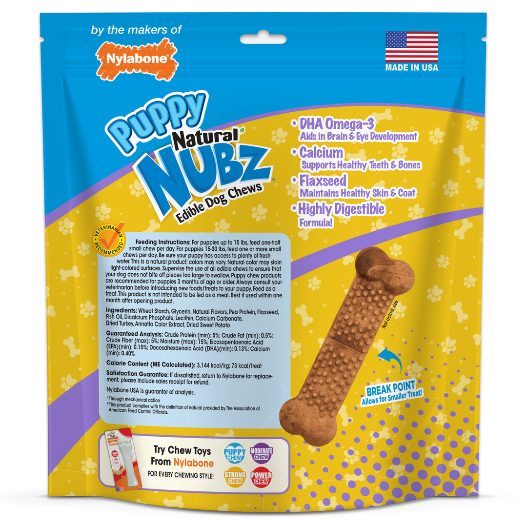 Nylabone Nubz Turkey &amp; Sweet Potato Puppy Chew Treats Small (28 Count)